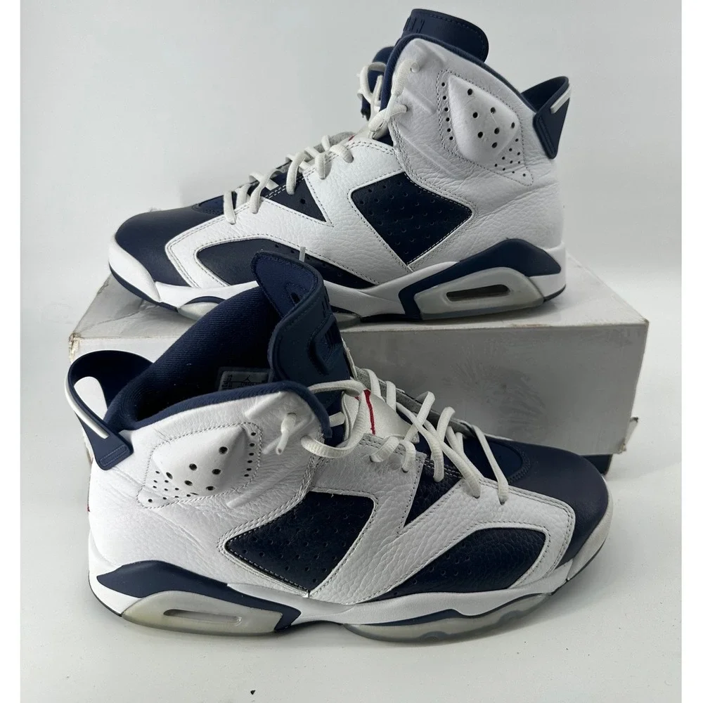 Jordan 6 Retro Olympic 2024 White Midnight Navy Red CT8529-164 Mens Size 12